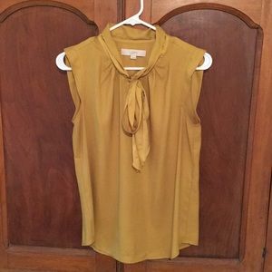 Mustard yellow silk Ann Taylor Loft blouse